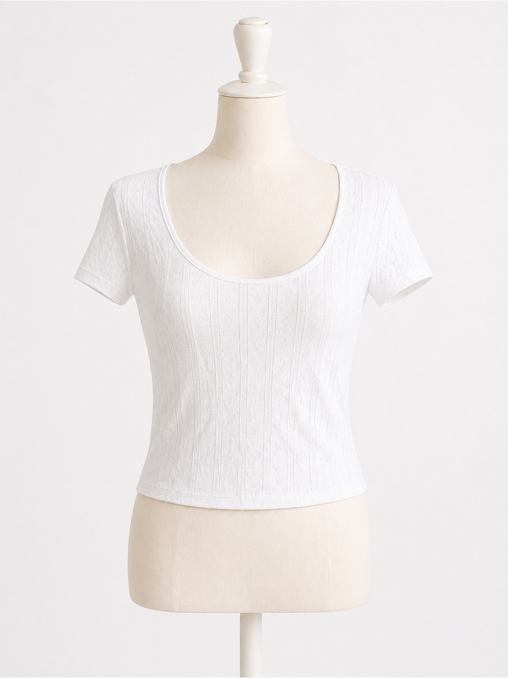 Zara White Scoop Neck Short Sleeve Ribbed Tee